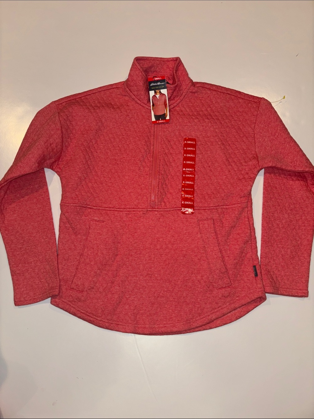 Eddie Bauer women’s Heathered Red 1/2 Zip-Up Sweater